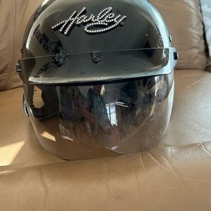 Women Harley Davidson 1/2 helmet large with visor & shield “Harley “ insequins